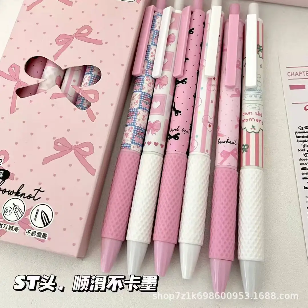 Pink Girly Bowknot Retractable Pen, Instagram-Style, High Aesthetic Value, Quick-Drying, Student-Specific Black Gel Pen — feature 5