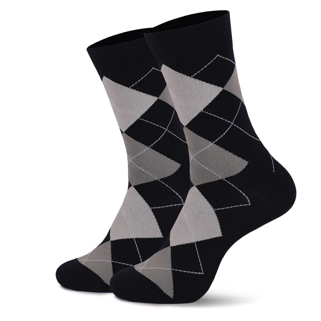 Cross-Border Classic Diamond-Patterned Mid-Calf Socks, Aliexpress Dopamine Colorful Socks, Men's Antibacterial and Deodorant Export Socks Wholesale