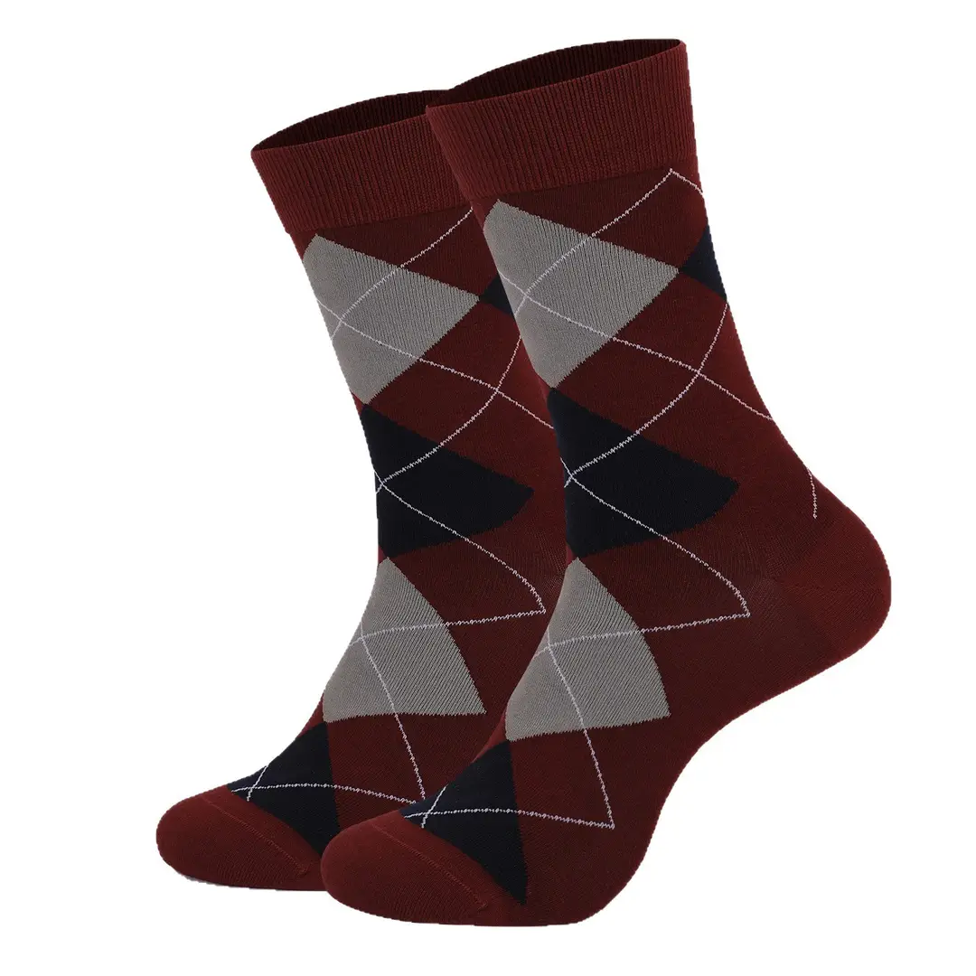 Cross-Border Classic Diamond-Patterned Mid-Calf Socks, Aliexpress Dopamine Colorful Socks, Men's Antibacterial and Deodorant Export Socks Wholesale