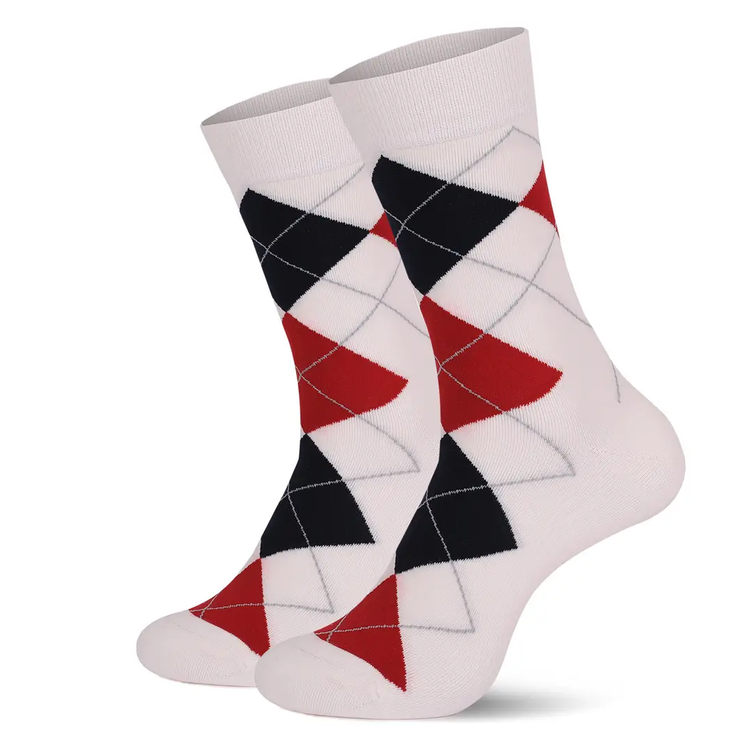 Cross-Border Classic Diamond-Patterned Mid-Calf Socks, Aliexpress Dopamine Colorful Socks, Men's Antibacterial and Deodorant Export Socks Wholesale