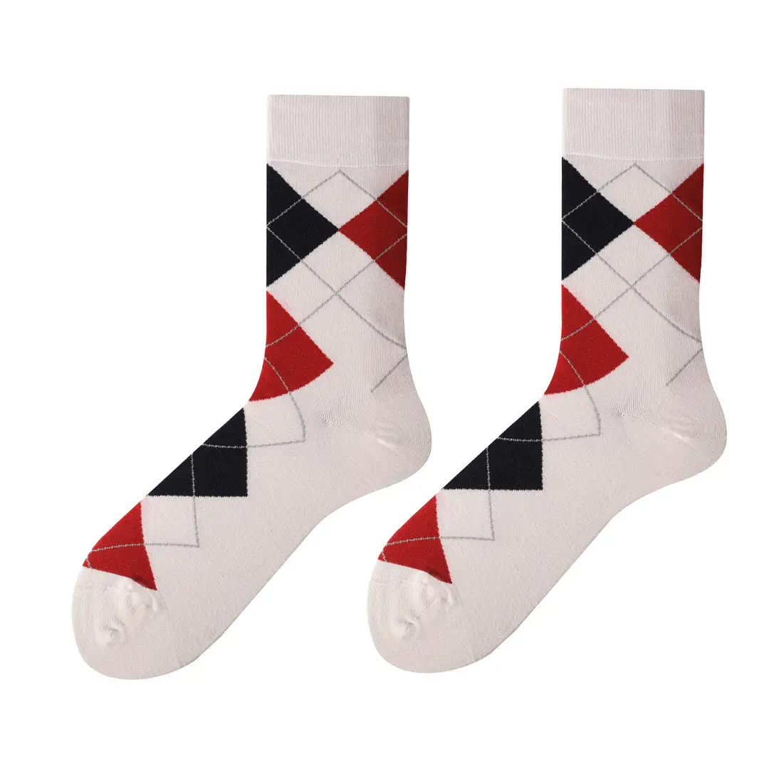 Cross-Border Classic Diamond-Patterned Mid-Calf Socks, Aliexpress Dopamine Colorful Socks, Men's Antibacterial and Deodorant Export Socks Wholesale — feature 12