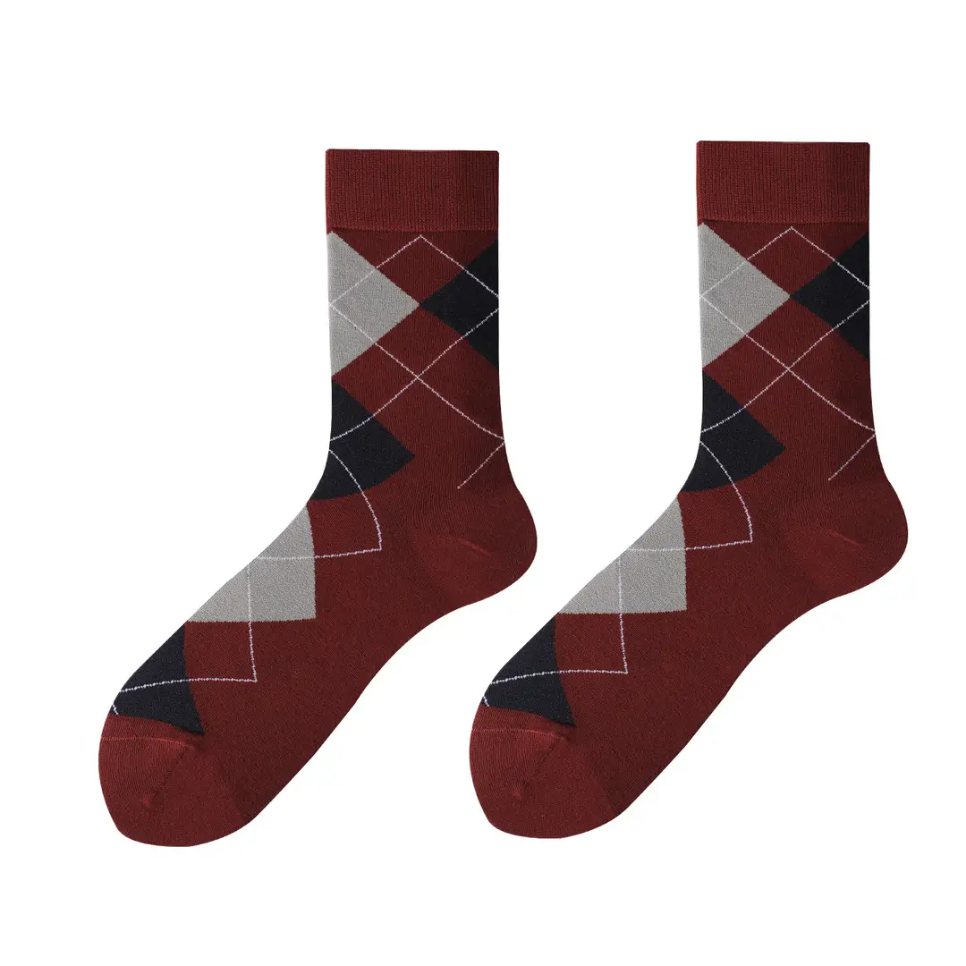 Cross-Border Classic Diamond-Patterned Mid-Calf Socks, Aliexpress Dopamine Colorful Socks, Men's Antibacterial and Deodorant Export Socks Wholesale — feature 14