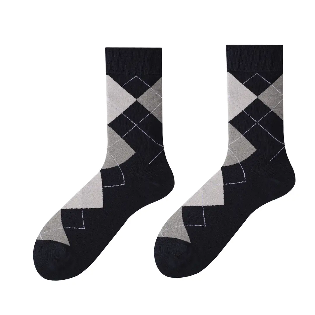 Cross-Border Classic Diamond-Patterned Mid-Calf Socks, Aliexpress Dopamine Colorful Socks, Men's Antibacterial and Deodorant Export Socks Wholesale — feature 15