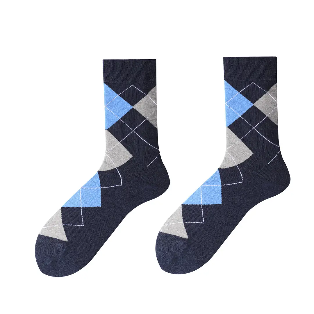 Cross-Border Classic Diamond-Patterned Mid-Calf Socks, Aliexpress Dopamine Colorful Socks, Men's Antibacterial and Deodorant Export Socks Wholesale — feature 16