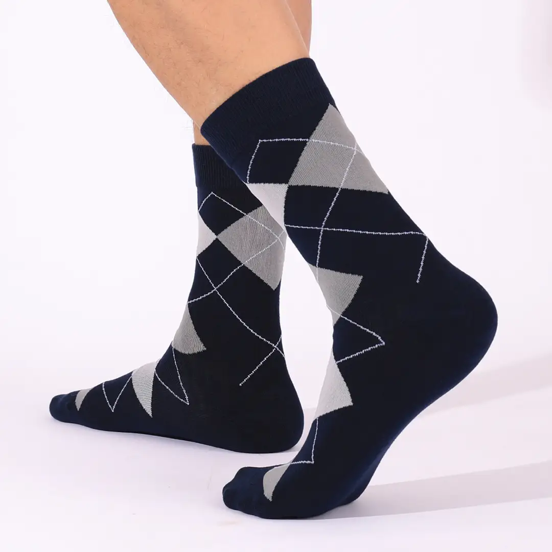 Cross-Border Classic Diamond-Patterned Mid-Calf Socks, Aliexpress Dopamine Colorful Socks, Men's Antibacterial and Deodorant Export Socks Wholesale — feature 3