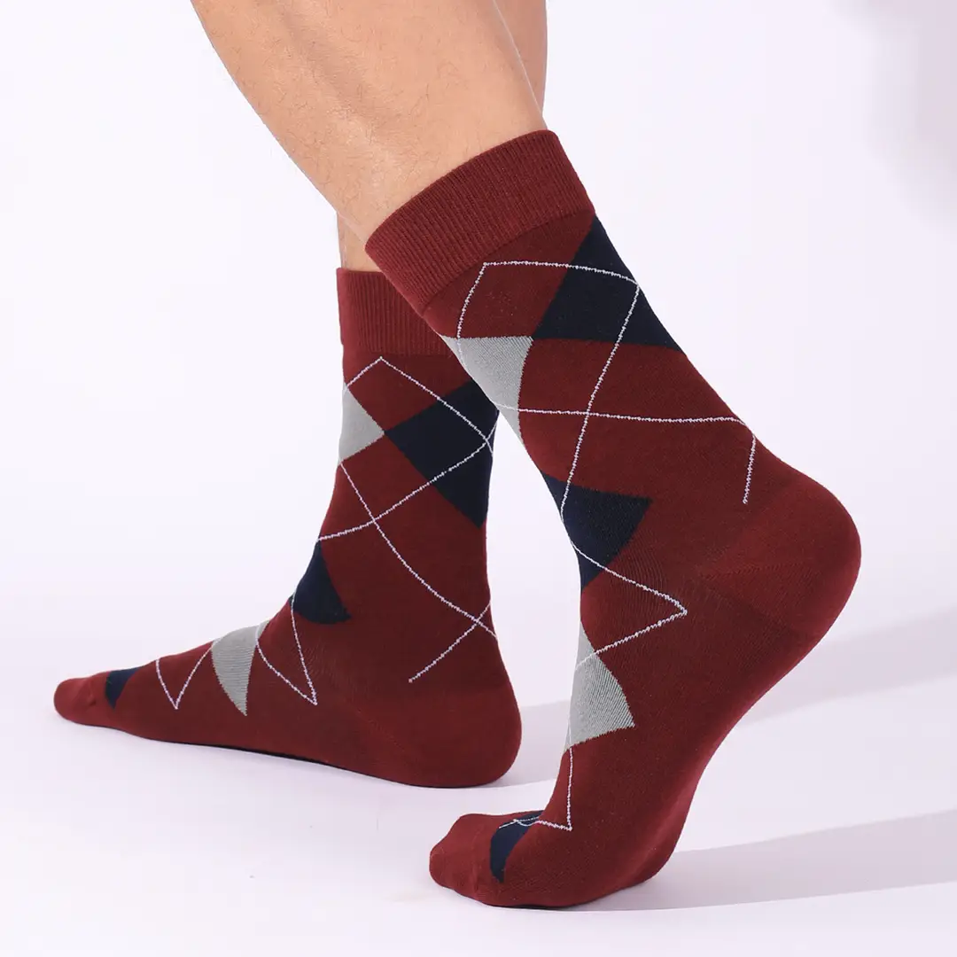 Cross-Border Classic Diamond-Patterned Mid-Calf Socks, Aliexpress Dopamine Colorful Socks, Men's Antibacterial and Deodorant Export Socks Wholesale — feature 4