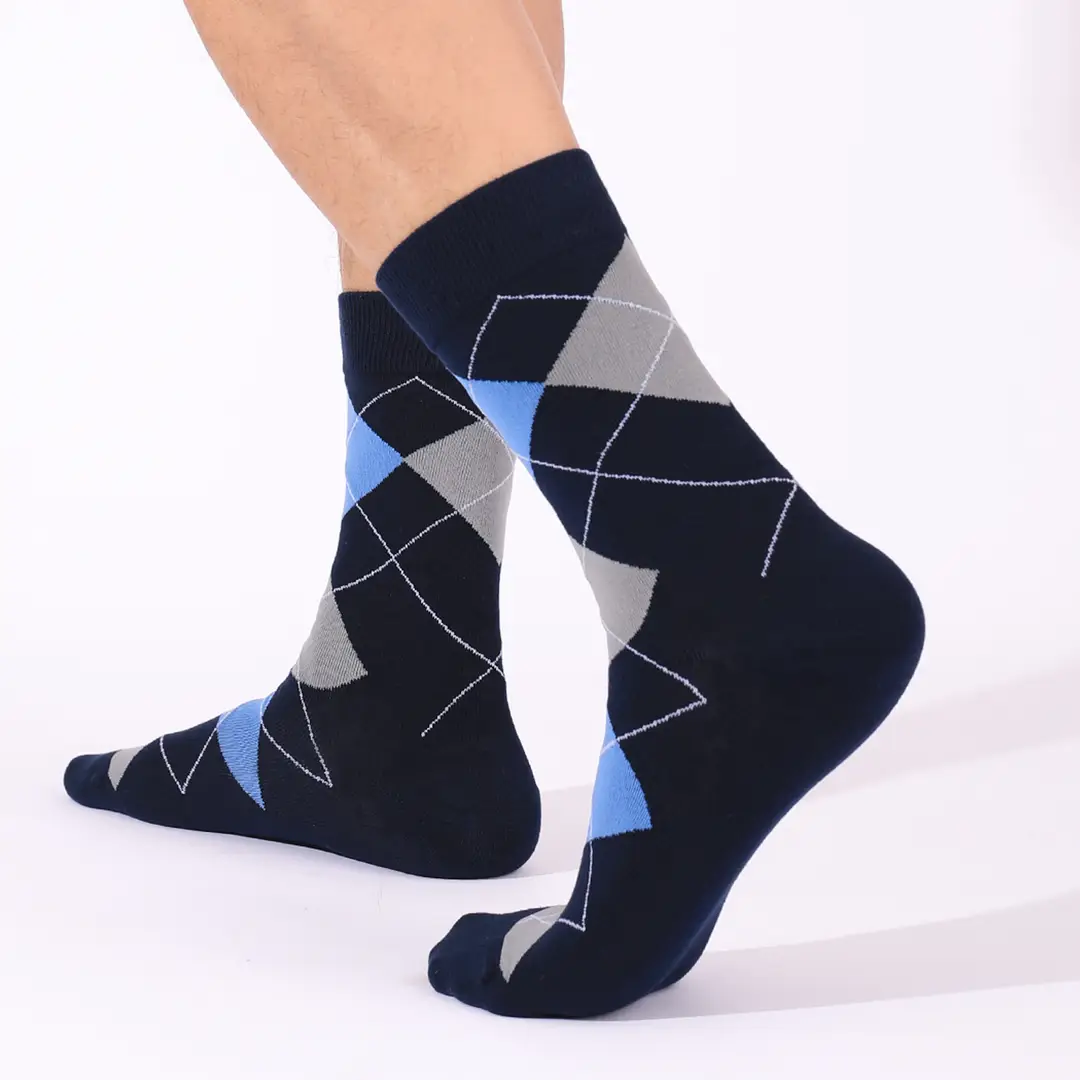 Cross-Border Classic Diamond-Patterned Mid-Calf Socks, Aliexpress Dopamine Colorful Socks, Men's Antibacterial and Deodorant Export Socks Wholesale — feature 6