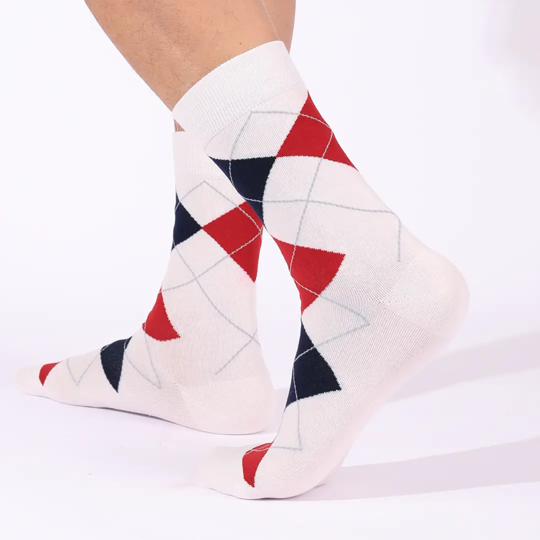 Cross-Border Classic Diamond-Patterned Mid-Calf Socks, Aliexpress Dopamine Colorful Socks, Men's Antibacterial and Deodorant Export Socks Wholesale — feature 7