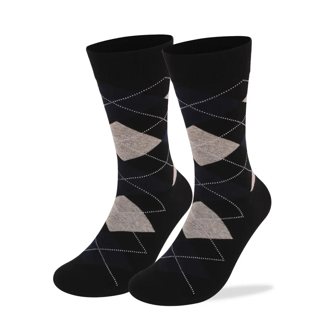 Cross-Border Classic Diamond-Patterned Mid-Calf Socks, Aliexpress Dopamine Colorful Socks, Men's Antibacterial and Deodorant Export Socks Wholesale