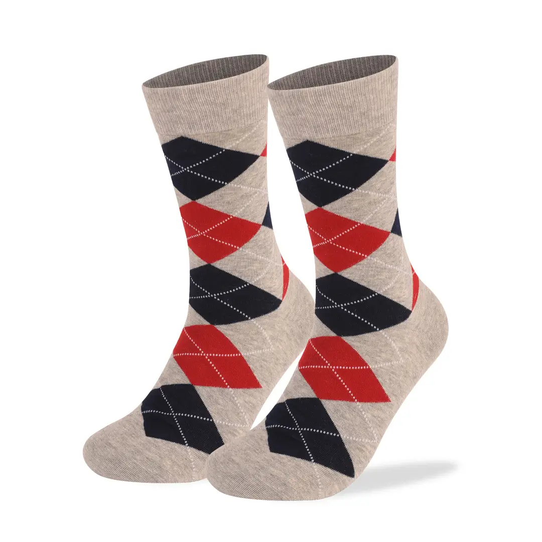 Cross-Border Classic Diamond-Patterned Mid-Calf Socks, Aliexpress Dopamine Colorful Socks, Men's Antibacterial and Deodorant Export Socks Wholesale