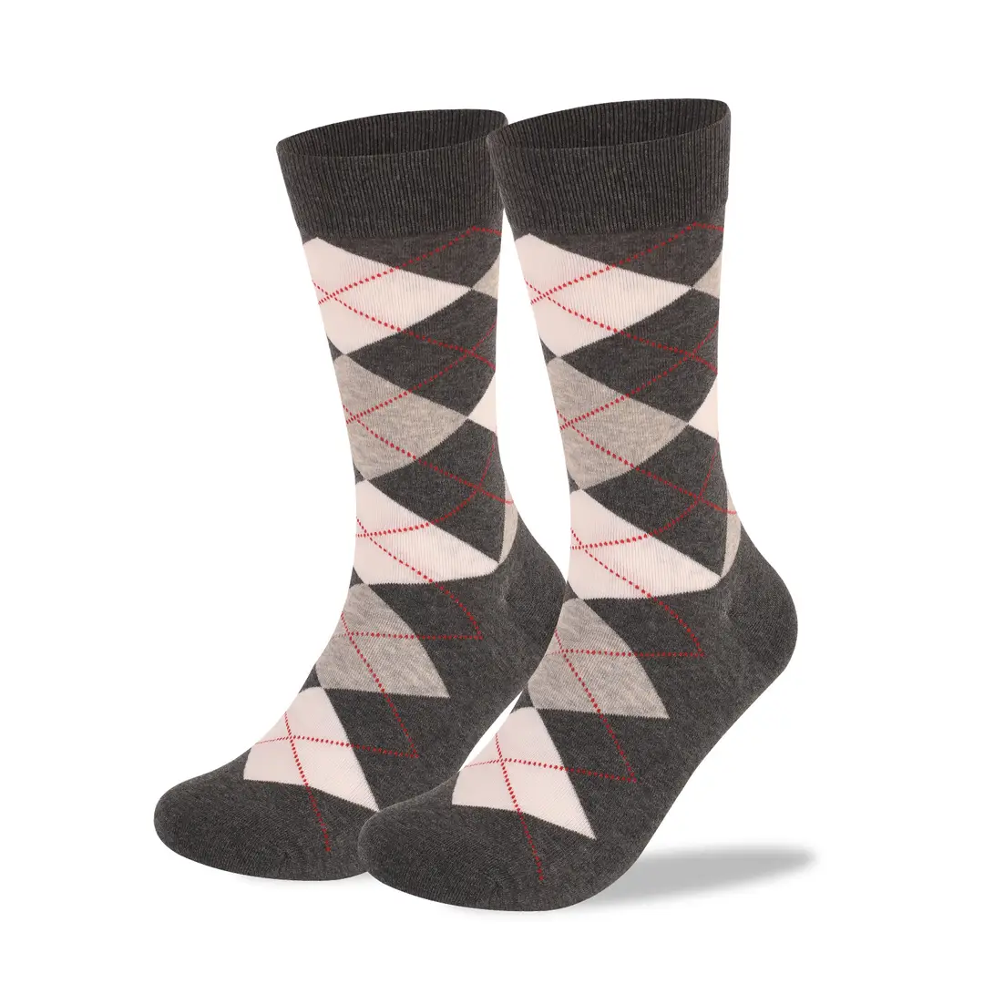 Cross-Border Classic Diamond-Patterned Mid-Calf Socks, Aliexpress Dopamine Colorful Socks, Men's Antibacterial and Deodorant Export Socks Wholesale