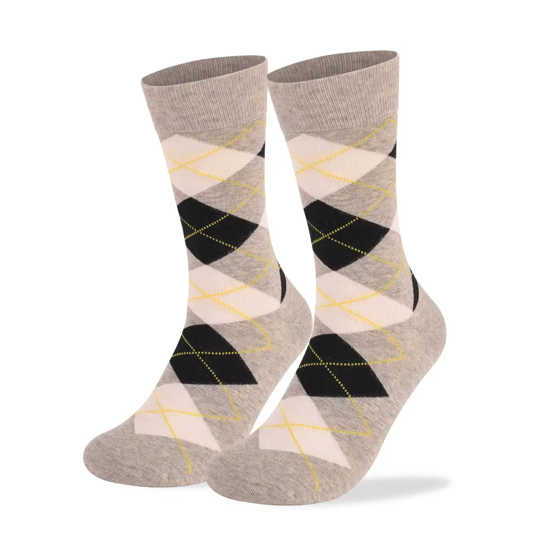 Cross-Border Classic Diamond-Patterned Mid-Calf Socks, Aliexpress Dopamine Colorful Socks, Men's Antibacterial and Deodorant Export Socks Wholesale