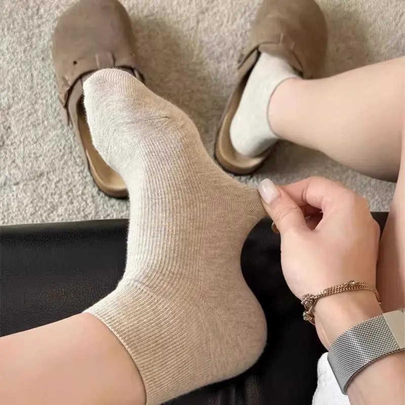 Beige Socks for Women, Summer Thin Short Socks, Loose Cuff Maternity Socks, Seamless Pure Cotton Socks, Suitable for Birkenstock Shoes, New Spring/Summer Style