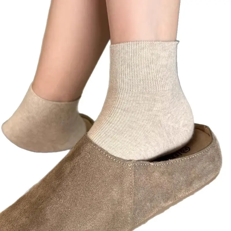 Beige Socks for Women, Summer Thin Short Socks, Loose Cuff Maternity Socks, Seamless Pure Cotton Socks, Suitable for Birkenstock Shoes, New Spring/Summer Style