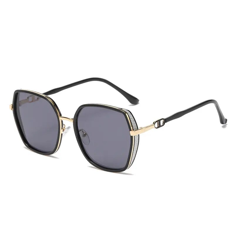 2026 New Large-Frame Sunglasses for Women, Suitable for Square and Round Faces, with Glitter Design, Sun Protection and Uv Protection