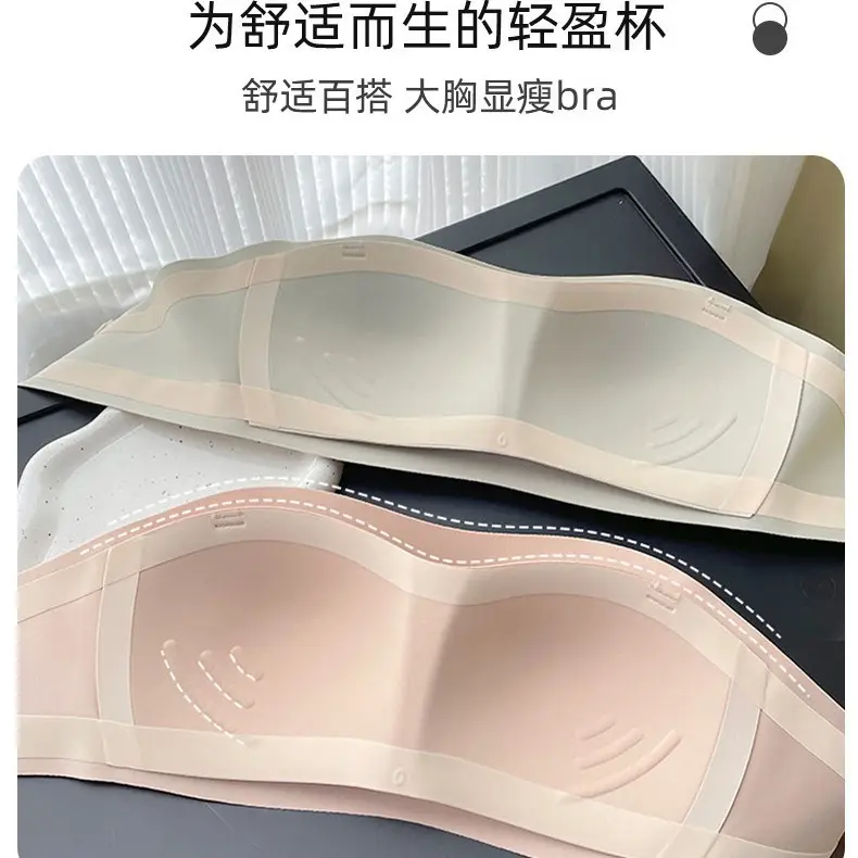 Summer Thin Push-Up Bra for Women with Large Busts, Anti-Slip Bandeau Style, Seamless Bra Without Underwire, Wholesale