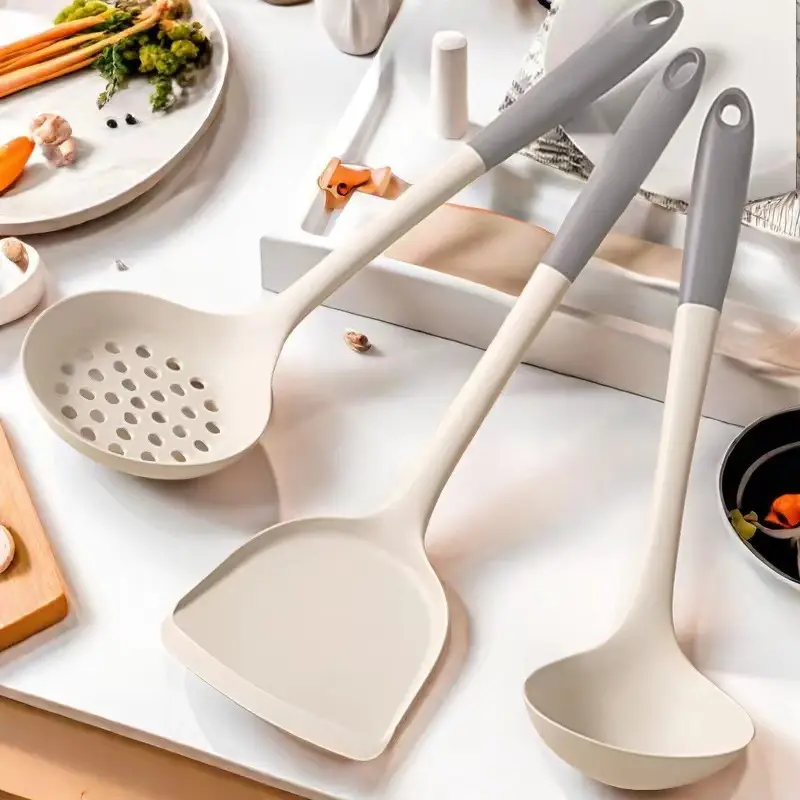 Silicone Spatula Cooking Utensil Set, Food-Grade Non-Stick Pan, High-Temperature Resistant Silicone Cooking Spatula and Spoon — feature 1