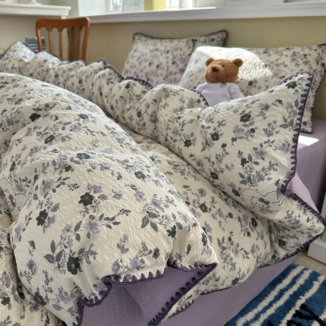 Maternity and Baby-Grade Class a Breathable Four-Piece Set for Sleeping Naked, Pure Cotton Double-Layer Gauze Cloud-Soft Bed Sheet and Duvet Cover, Dormitory Three or Four-Piece Set