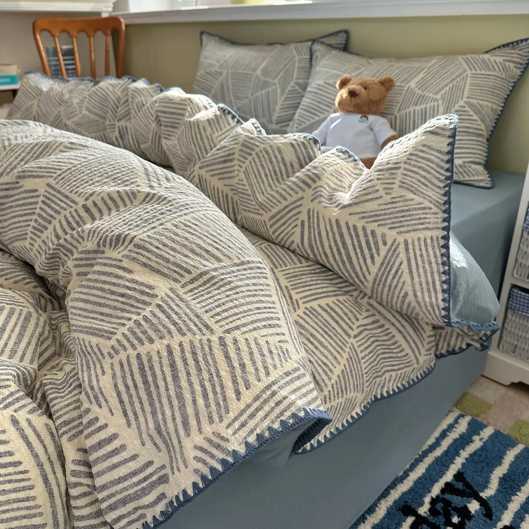 Maternity and Baby-Grade Class a Breathable Four-Piece Set for Sleeping Naked, Pure Cotton Double-Layer Gauze Cloud-Soft Bed Sheet and Duvet Cover, Dormitory Three or Four-Piece Set