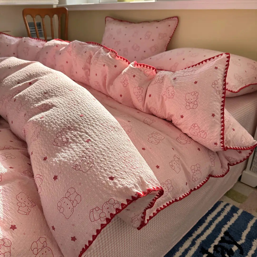 Maternity and Baby-Grade Class a Breathable Four-Piece Set for Sleeping Naked, Pure Cotton Double-Layer Gauze Cloud-Soft Bed Sheet and Duvet Cover, Dormitory Three or Four-Piece Set