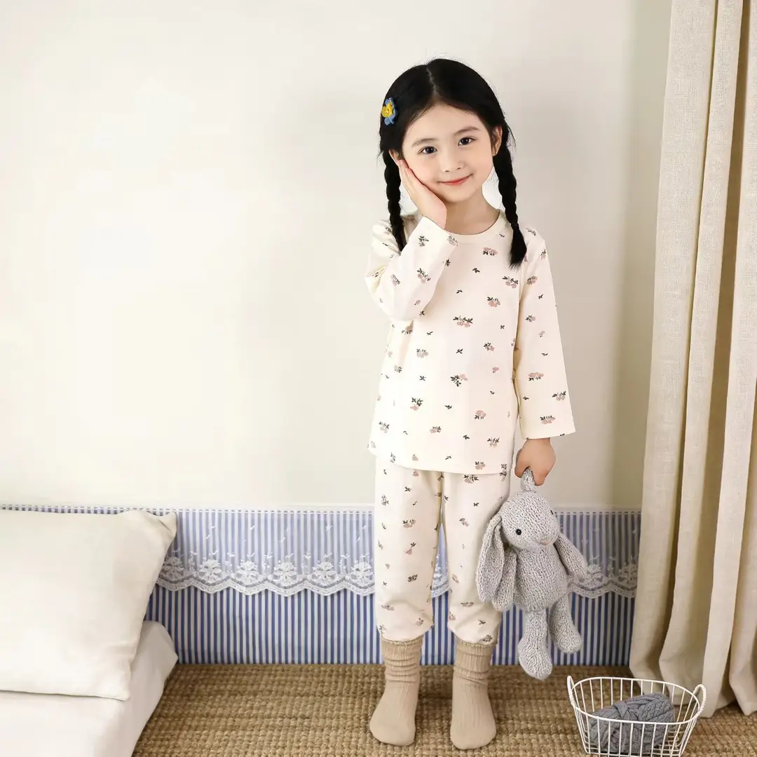 Summer Children's Lyocell Air-Conditioning Clothing Set, Thin and Cool Tencel Nine-Quarter Sleeve Loungewear, Boys' and Girls' Pajamas — feature 5