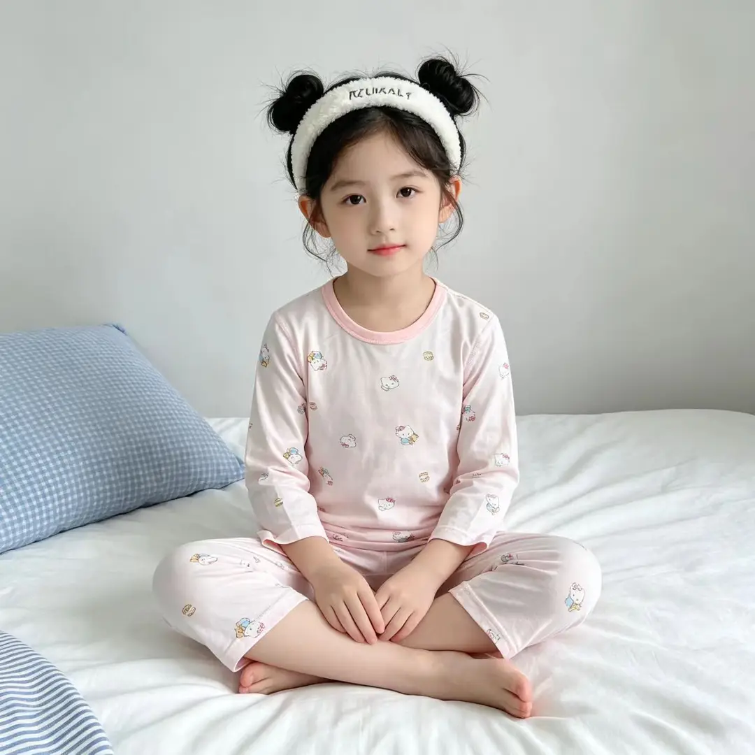 Summer Children's Lyocell Air-Conditioning Clothing Set, Thin and Cool Tencel Nine-Quarter Sleeve Loungewear, Boys' and Girls' Pajamas