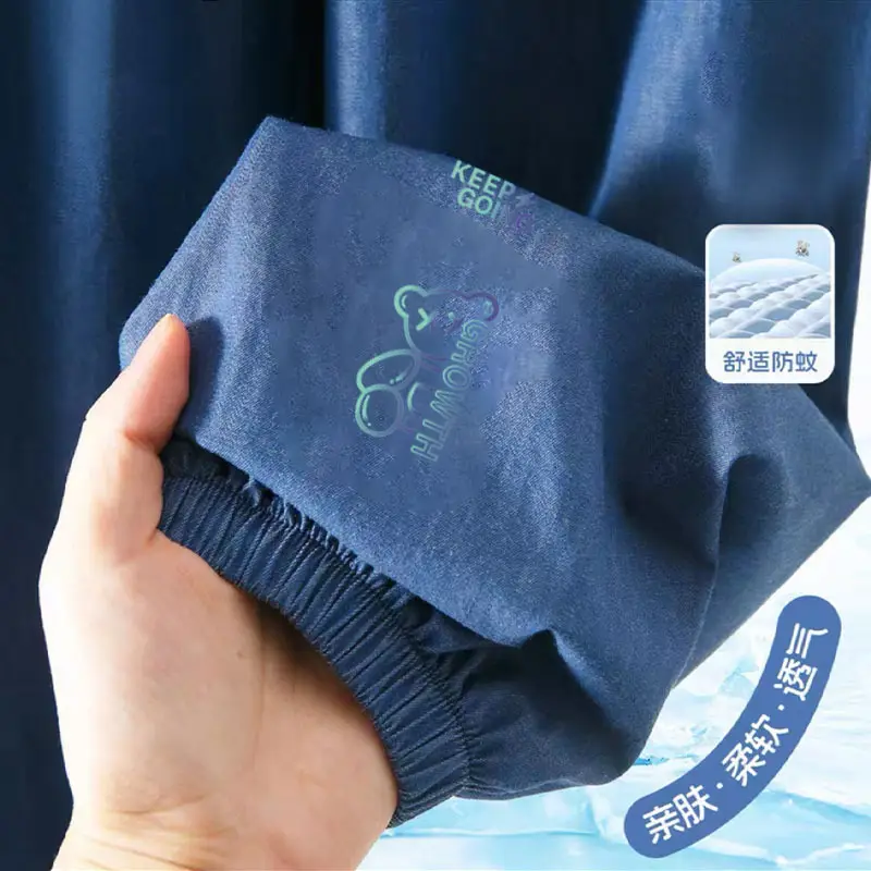 Boys' Stylish Summer Thin Ice Silk Denim Versatile Anti-Mosquito Pants for Older Boys 2026 New Style Jogger Pants