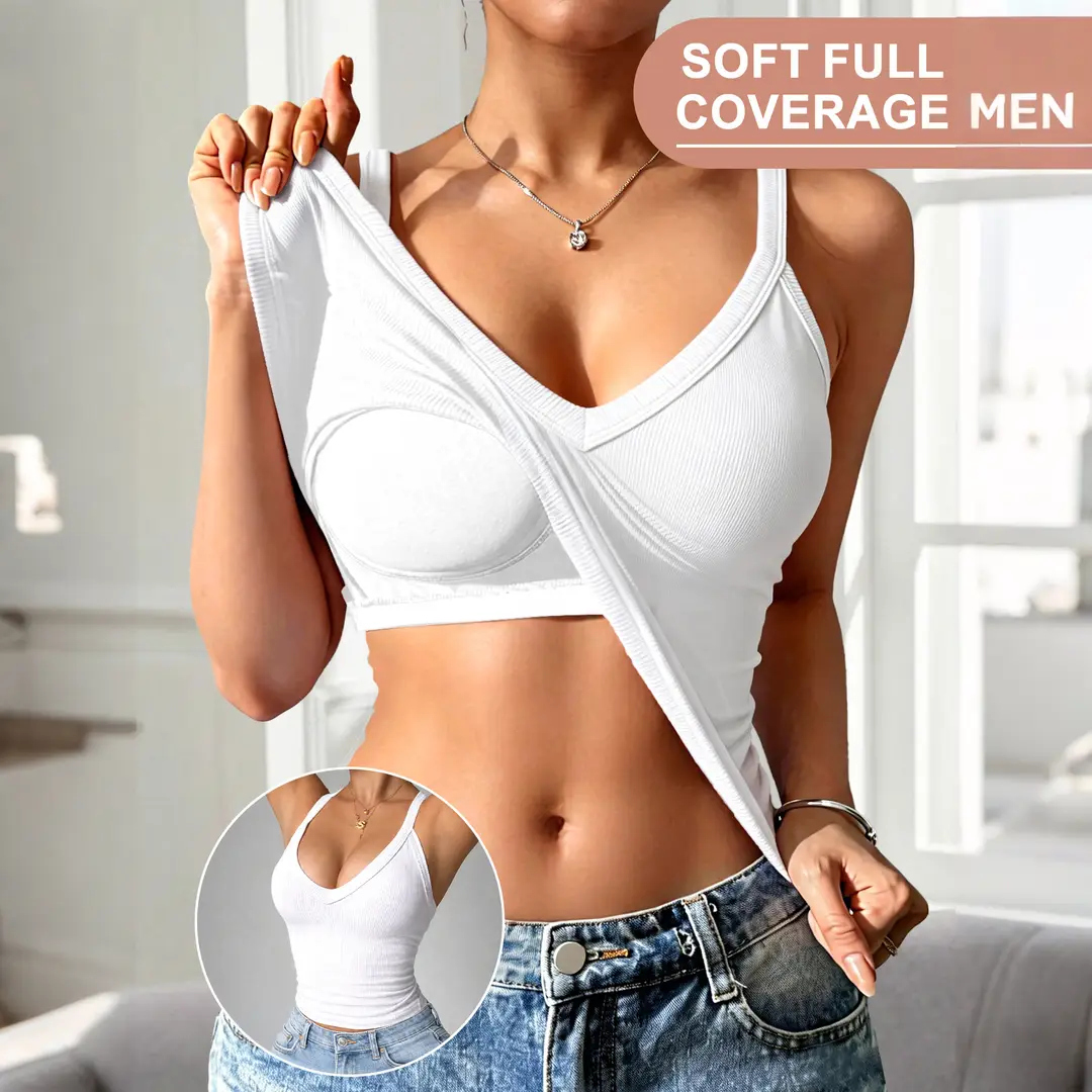 【Compliance Mark】Cross-Border European and American Style V-Neck Slim-Fit Camisole for Women, Solid Color, Suitable for Layering or Wearing Alone, Trendy Base Shirt