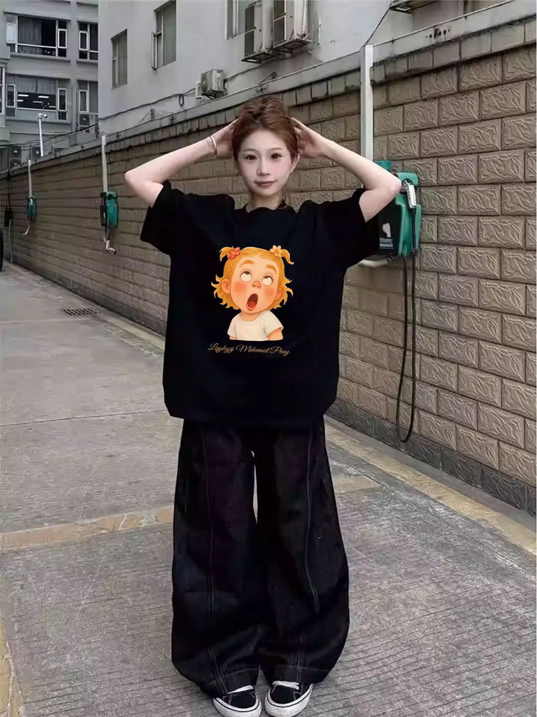 Black Pure Cotton Short-Sleeved T-Shirt for Women, Summer 2026 New Popular Style, Loose Design for Students, Unique and Very Attractive Top