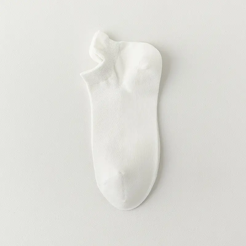 Pure Cotton Short Socks for Women, Summer Low-Cut Socks, Thin Anti-Odor Sports Short Socks, Mesh Breathable White No-Show Socks, Seamless