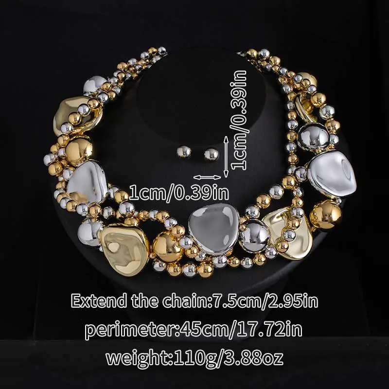 Cross-Border Exclusive Supply of Irregular Geometric Beaded Necklace and Earring Set, French Retro European and American Exquisite Pearl Clavicle Chain — feature 9