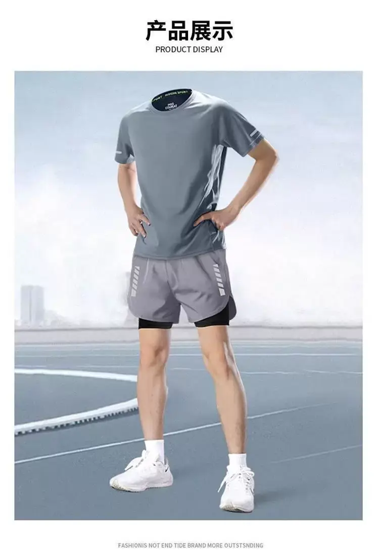 Marathon Professional Running Men's Sports Suit Summer Short-Sleeved Shorts Equipment Quick-Drying Training Fitness Clothes Special — feature 15