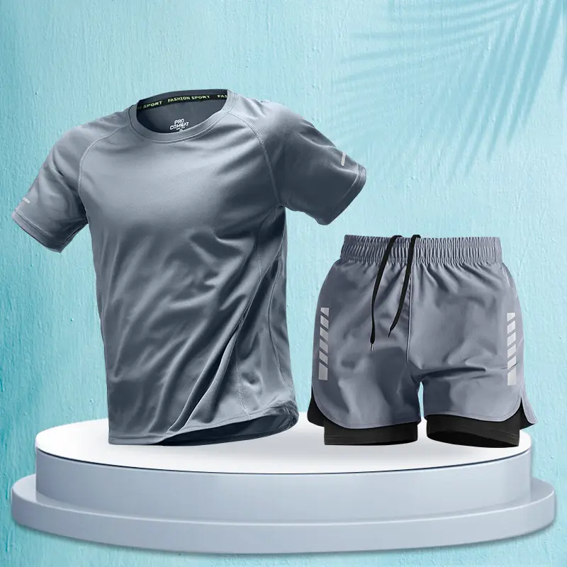 Marathon Professional Running Men's Sports Suit Summer Short-Sleeved Shorts Equipment Quick-Drying Training Fitness Clothes Special