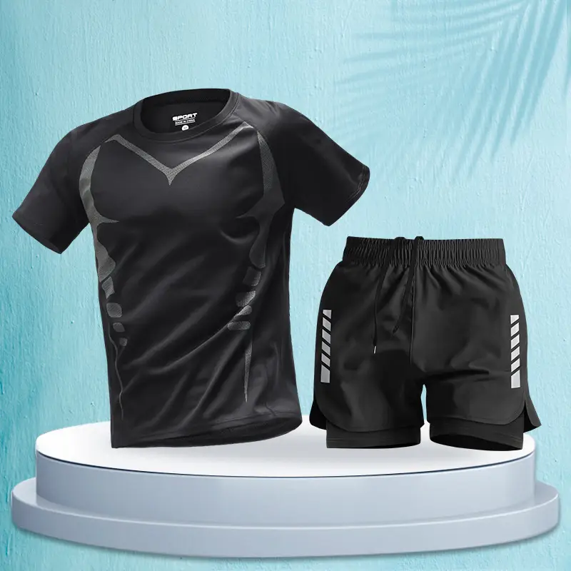 Marathon Professional Running Men's Sports Suit Summer Short-Sleeved Shorts Equipment Quick-Drying Training Fitness Clothes Special