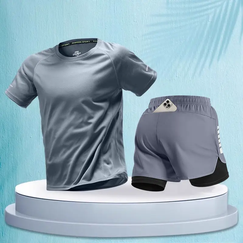 Marathon Professional Running Men's Sports Suit Summer Short-Sleeved Shorts Equipment Quick-Drying Training Fitness Clothes Special