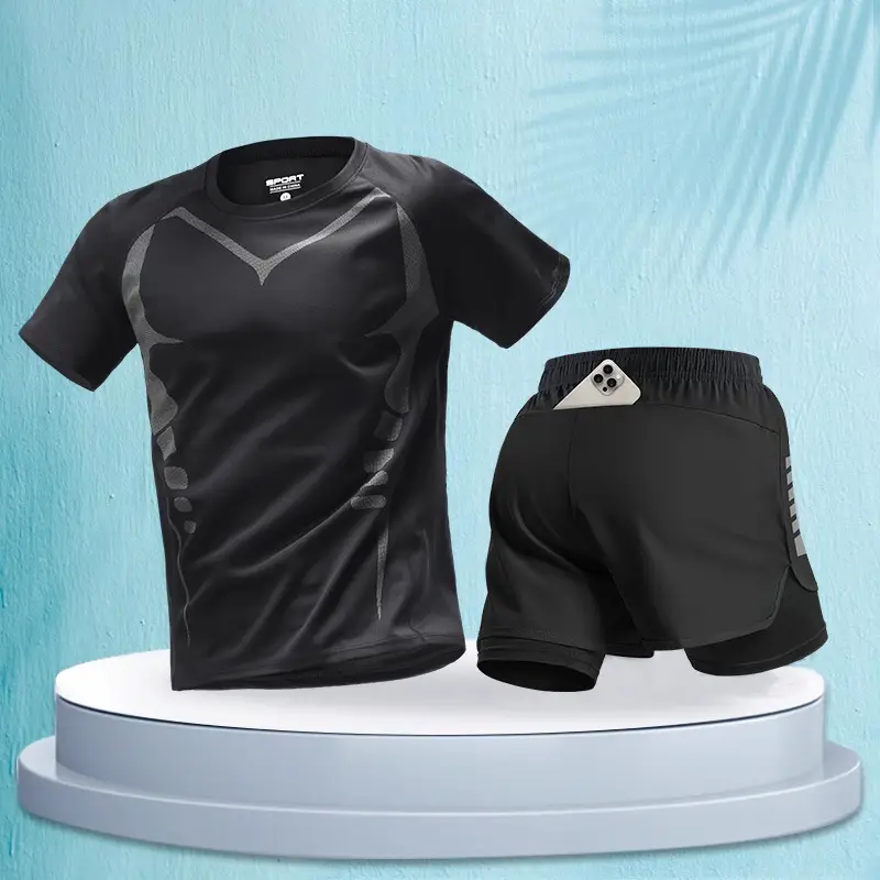 Marathon Professional Running Men's Sports Suit Summer Short-Sleeved Shorts Equipment Quick-Drying Training Fitness Clothes Special