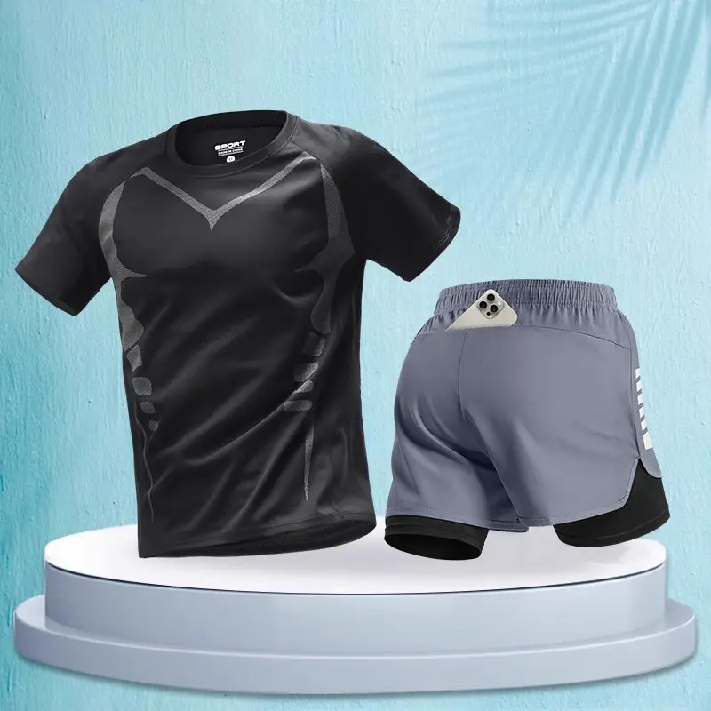 Marathon Professional Running Men's Sports Suit Summer Short-Sleeved Shorts Equipment Quick-Drying Training Fitness Clothes Special