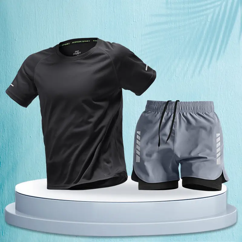Marathon Professional Running Men's Sports Suit Summer Short-Sleeved Shorts Equipment Quick-Drying Training Fitness Clothes Special