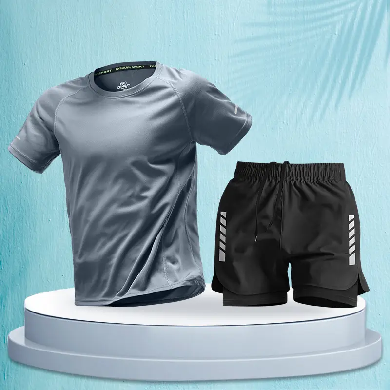 Marathon Professional Running Men's Sports Suit Summer Short-Sleeved Shorts Equipment Quick-Drying Training Fitness Clothes Special