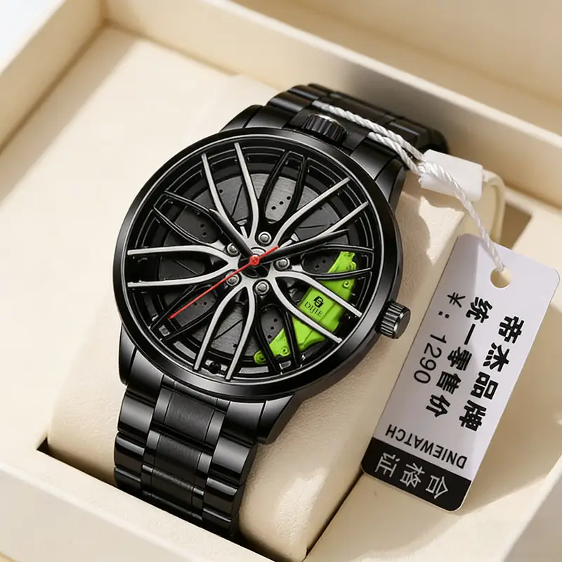 Quartz Wristwatch Genuine Brand Automatic Movement Watch for Men and Students Korean Version Sports Car Tire Waterproof Non-Mechanical