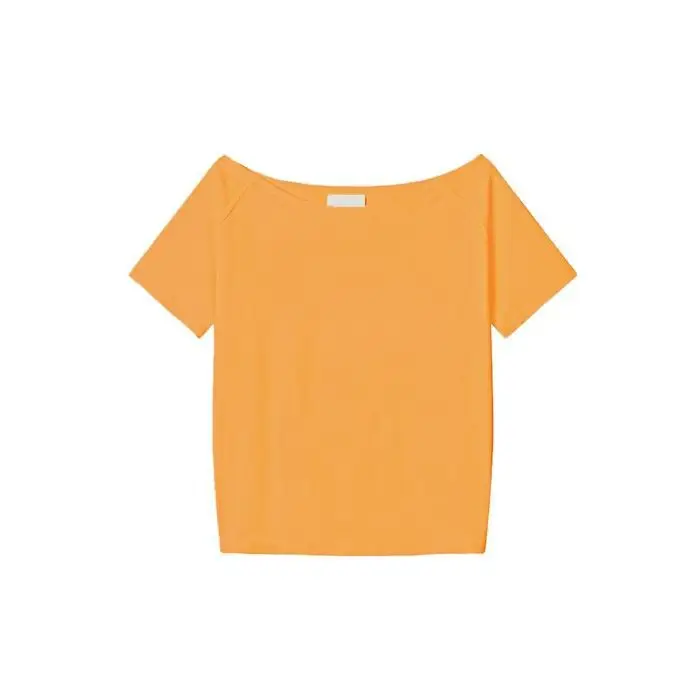 Off-Shoulder Short-Sleeve T-Shirt for Women with Custom Pattern, Slim Fit, Waist-Cinching, Solid Color Top, Sexy New Style