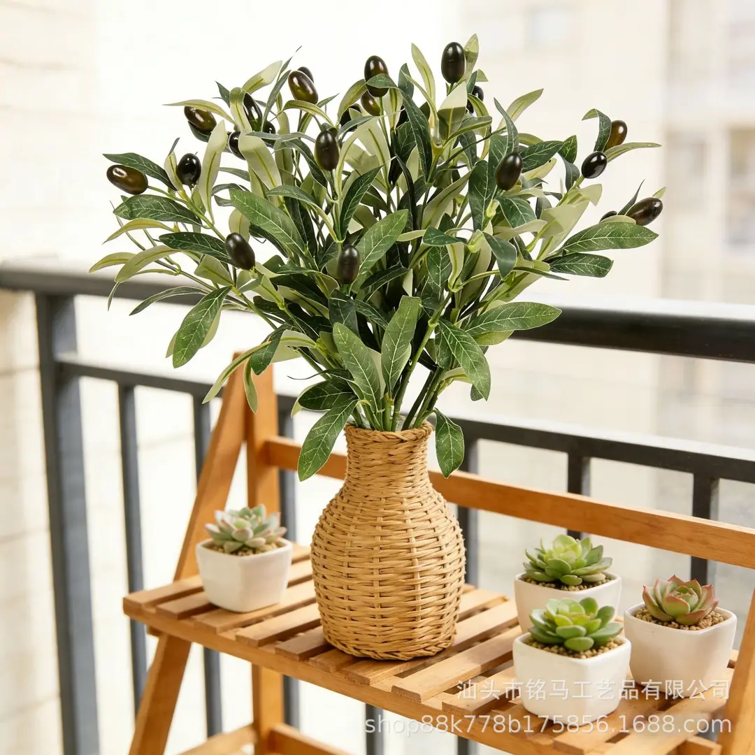 Cross-Border Hot-Selling Manufacturer Artificial Olive Tree Branches Fake Branches Home Living Room Decoration Ornaments Artificial Green Plant Branches — feature 4