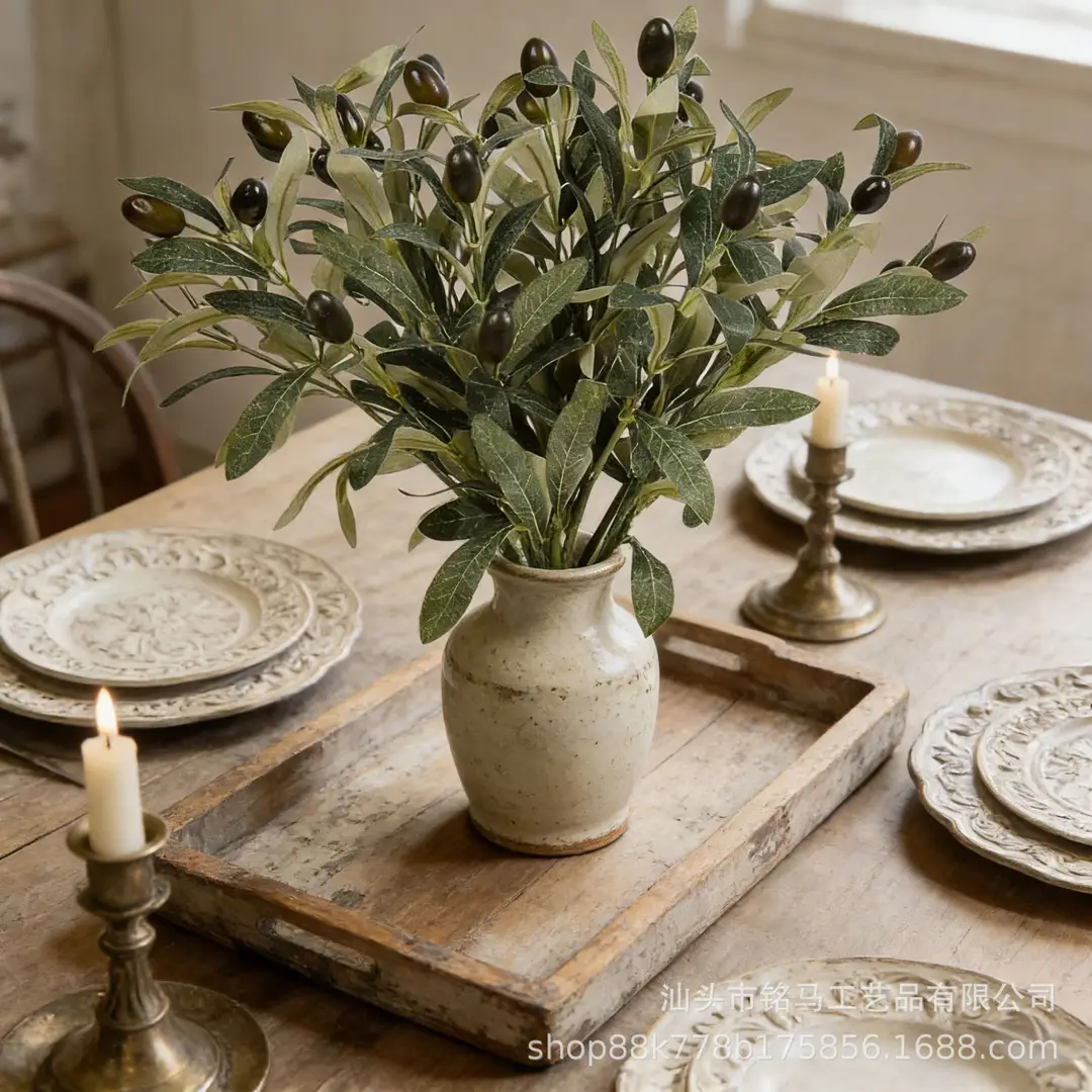 Cross-Border Hot-Selling Manufacturer Artificial Olive Tree Branches Fake Branches Home Living Room Decoration Ornaments Artificial Green Plant Branches — feature 9