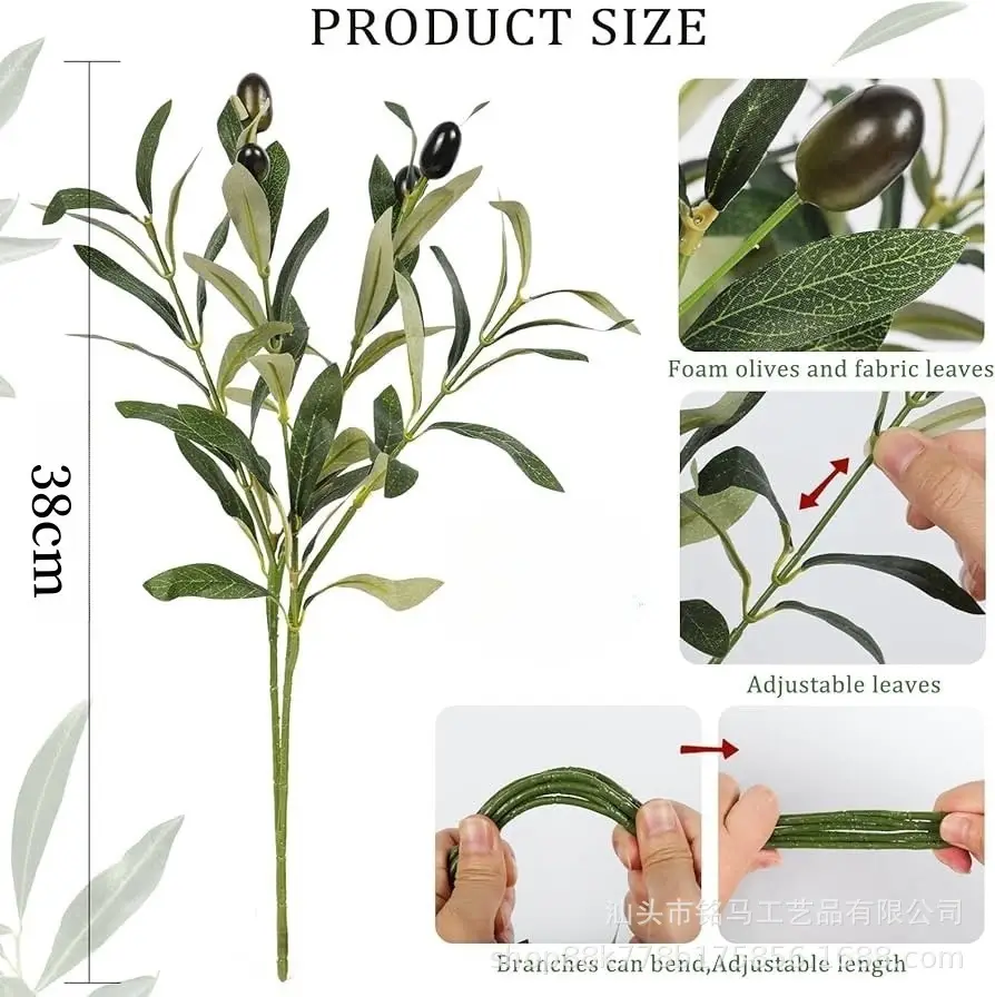 Cross-Border Hot-Selling Manufacturer Artificial Olive Tree Branches Fake Branches Home Living Room Decoration Ornaments Artificial Green Plant Branches