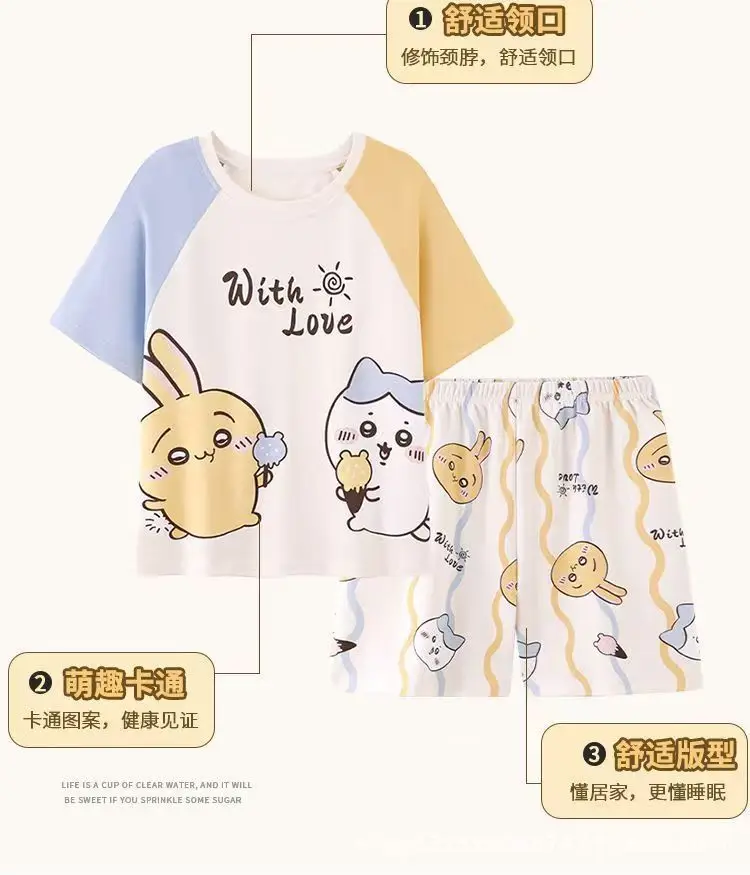 Children's Pajamas, Summer Style, Girls' Cartoon Short-Sleeved Suits, Cute Princess Style, Big Kidsren's Home Clothes, New Summer Style — feature 3
