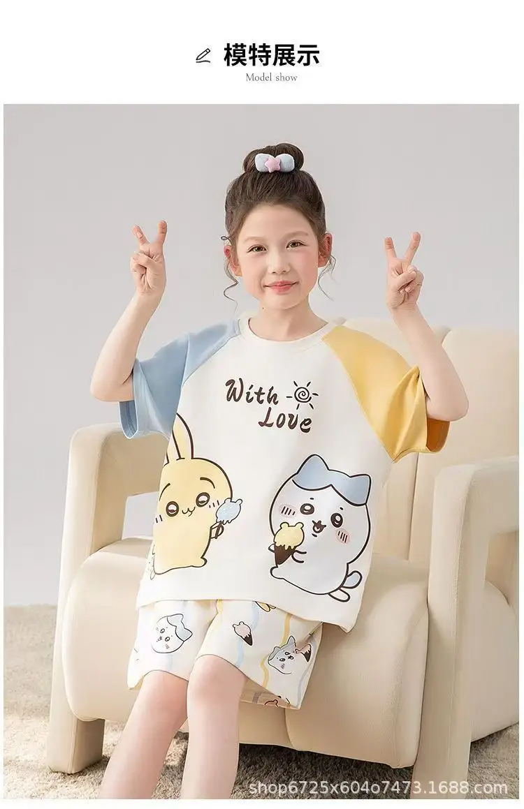 Children's Pajamas, Summer Style, Girls' Cartoon Short-Sleeved Suits, Cute Princess Style, Big Kidsren's Home Clothes, New Summer Style — feature 4