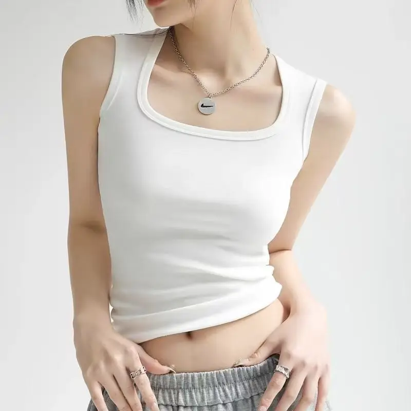 Rayon Summer Slimming U-Neck Tank Top for Women, Pure Cotton, Covers Side Breasts, Prevents Exposure, Casual Racerback Camisole for Outerwear