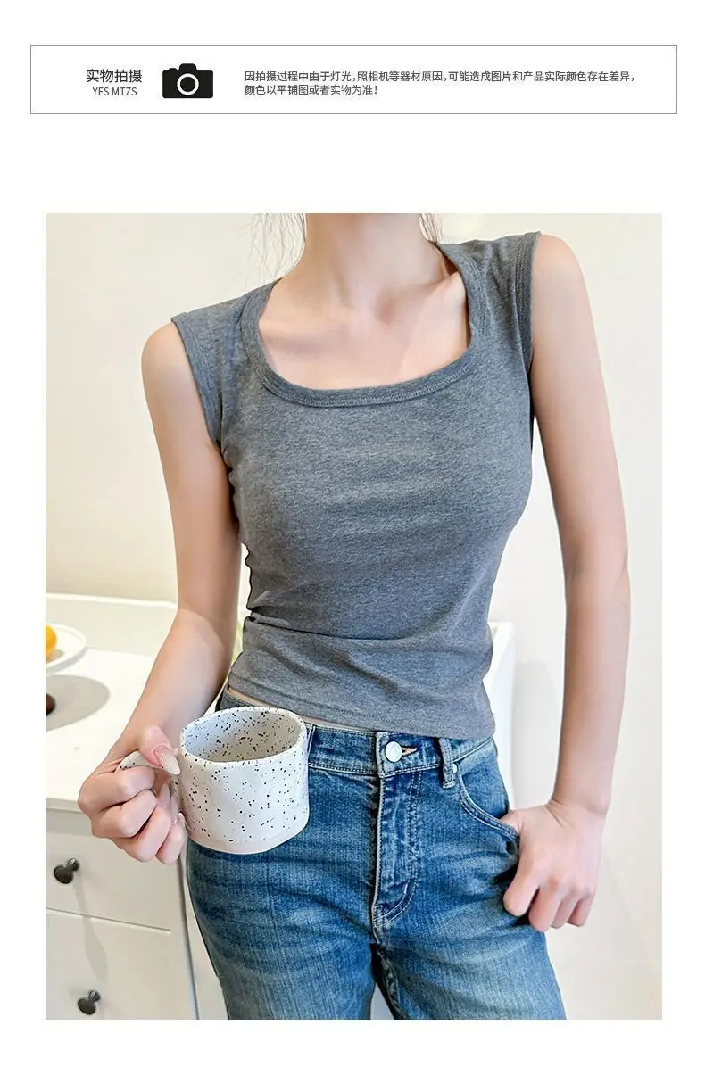 Rayon Summer Slimming U-Neck Tank Top for Women, Pure Cotton, Covers Side Breasts, Prevents Exposure, Casual Racerback Camisole for Outerwear — feature 14