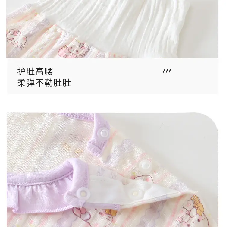 Baby Pajamas, Pure Cotton, Thin Style, Children's Home Wear, Summer Boys' and Girls' Three-Quarter Sleeve Air-Conditioning Clothing, High-Waisted Two-Piece Set — feature 17