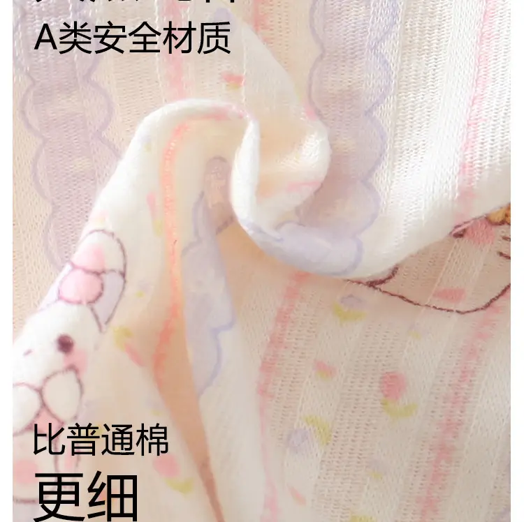 Baby Pajamas, Pure Cotton, Thin Style, Children's Home Wear, Summer Boys' and Girls' Three-Quarter Sleeve Air-Conditioning Clothing, High-Waisted Two-Piece Set — feature 3